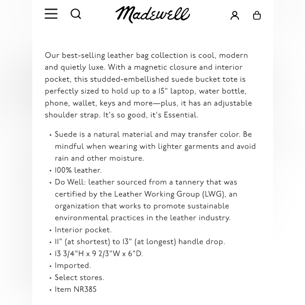 Madewell Essential Bucket Tote Suede - Picture 11 of 11